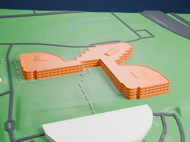 Mastercard International Global Headquarters model, West view