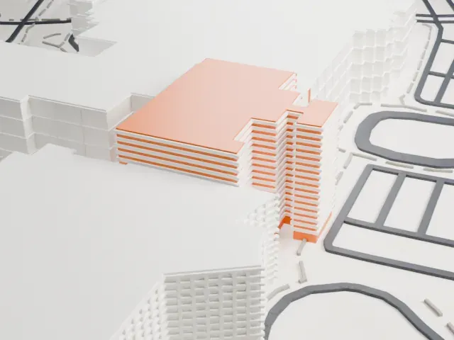 Mayo Clinic Hospital model, East view