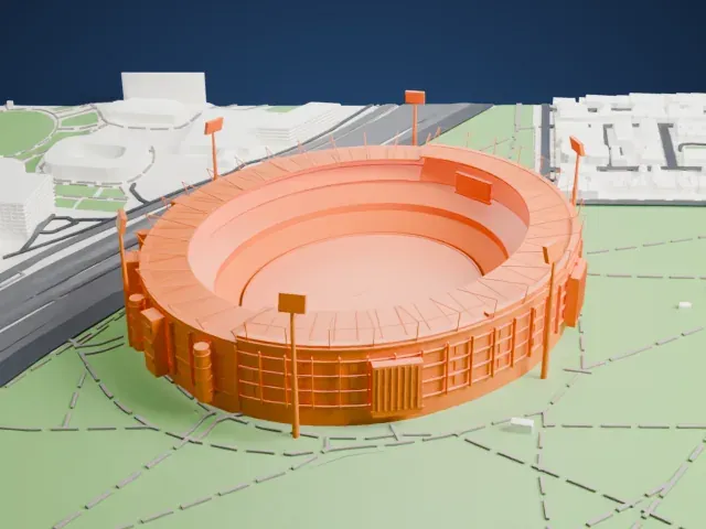 Melbourne Cricket Ground model, East view