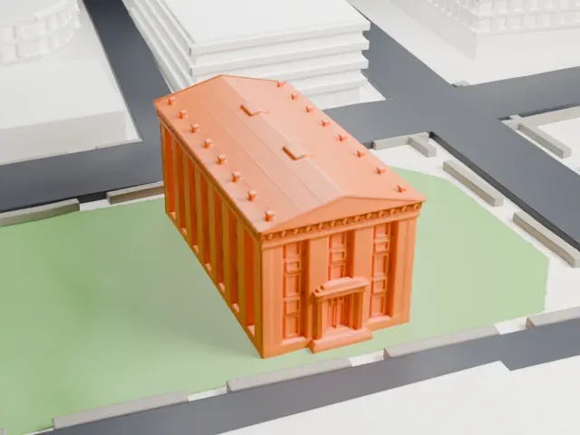 McLevy Hall model, North view
