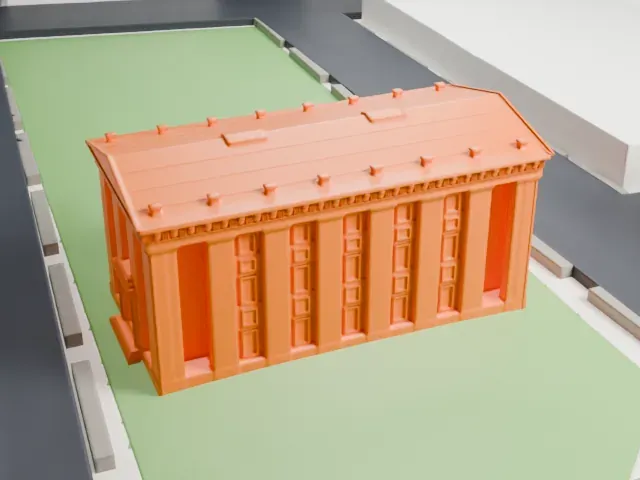 McLevy Hall model, West view