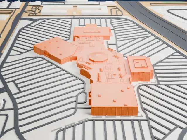 Meadows Mall model, East view
