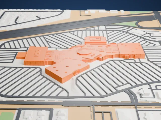 Meadows Mall model, South view