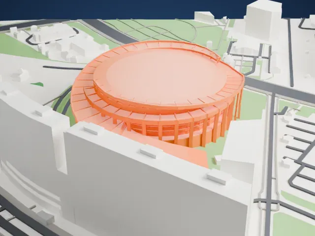 Megasport Sport Palace model, East view