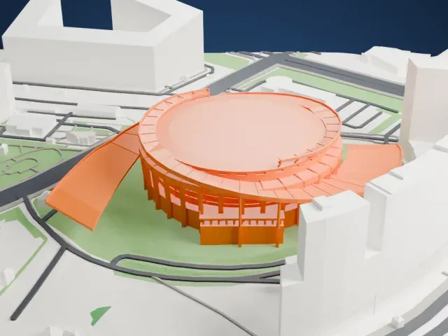 Megasport Sport Palace model, South view