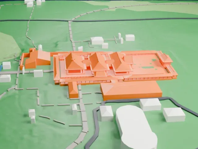 Meiji Shrine model, East view