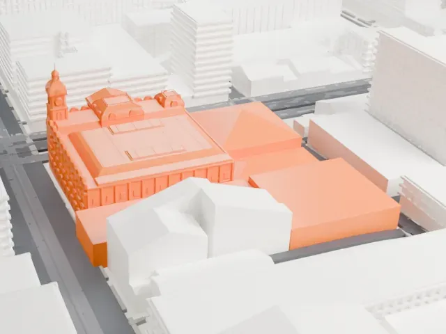 Melbourne Town Hall model, East view