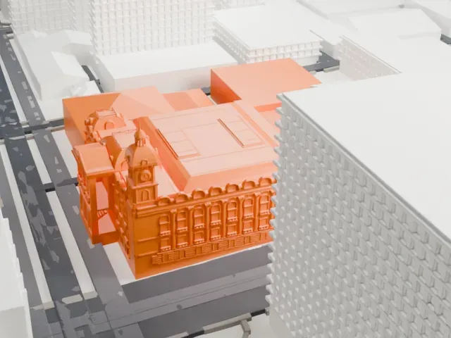 Melbourne Town Hall model, South view