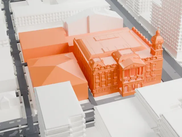 Melbourne Town Hall model, West view