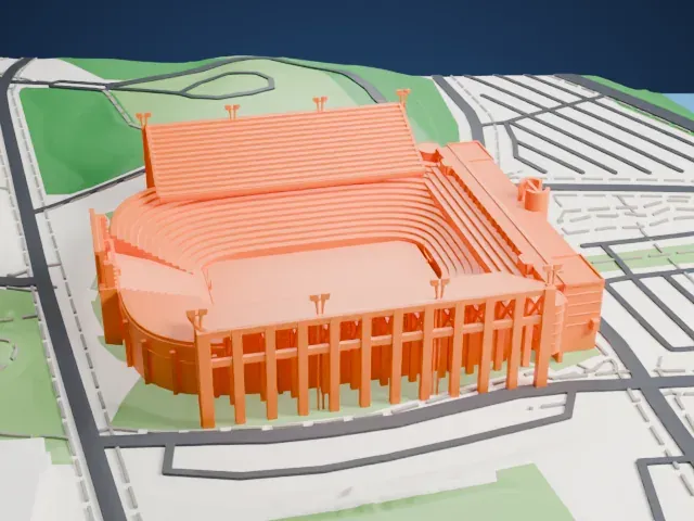 Memorial Stadium (Clemson) model, North view