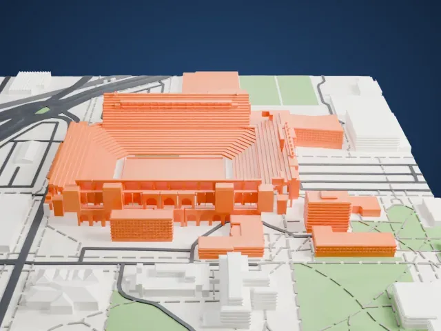 Memorial Stadium (Lincoln) model, South view