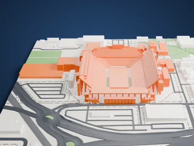 Memorial Stadium (Lincoln) model, West view