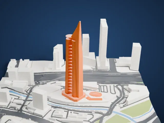 Menara Telekom model, North view