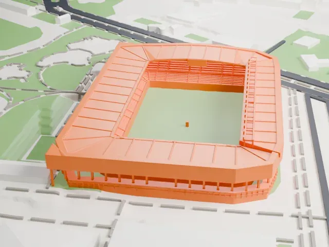 Mendizorrotza Stadium model, East view