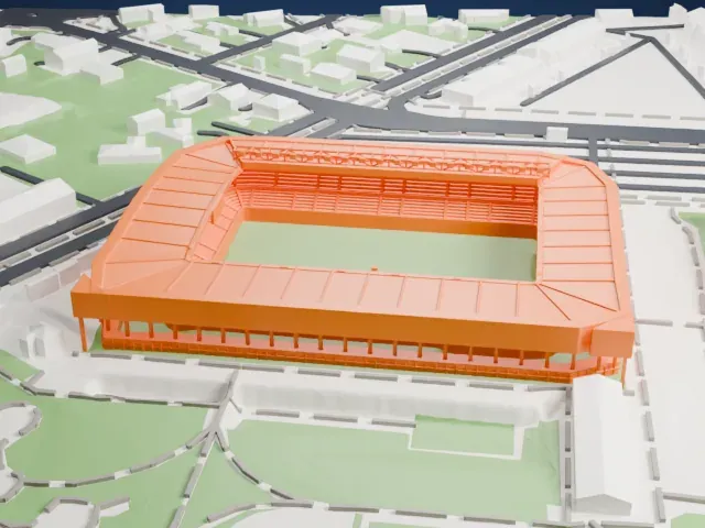 Mendizorrotza Stadium model, South view