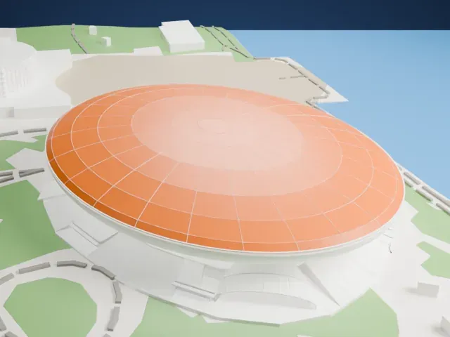 Mercedes-Benz Arena (Shanghai) model, East view