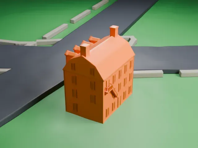 Merchants and Drovers Tavern model, North view