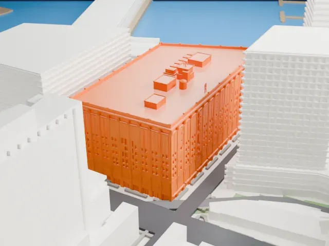 Merchants Refrigerating Company Warehouse model, East view