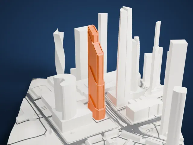 Mercury City Tower model, North view