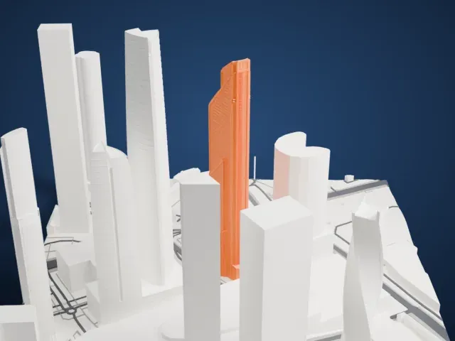 Mercury City Tower model, South view