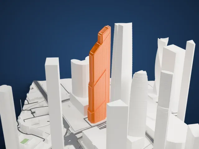 Mercury City Tower model, West view