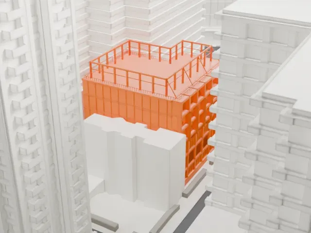 Merkin Hall model, West view