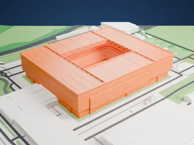 Merkur Spiel-Arena model, East view
