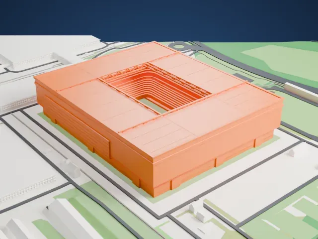 Merkur Spiel-Arena model, North view