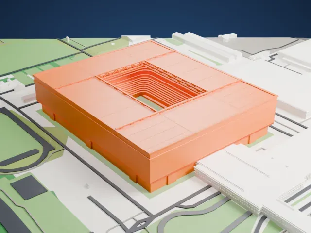 Merkur Spiel-Arena model, South view