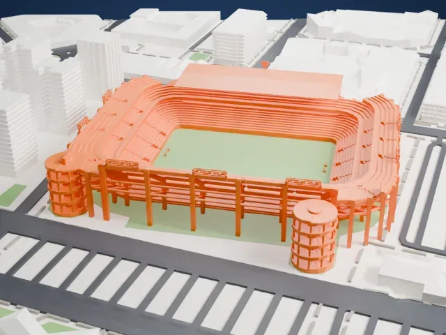 Mestalla Stadium model, East view