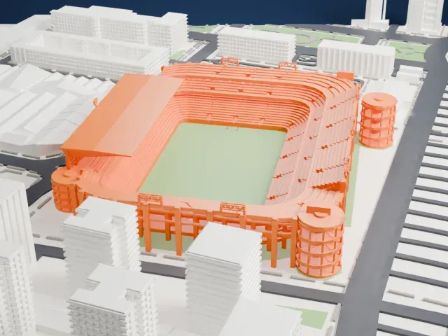 Mestalla Stadium model, South view