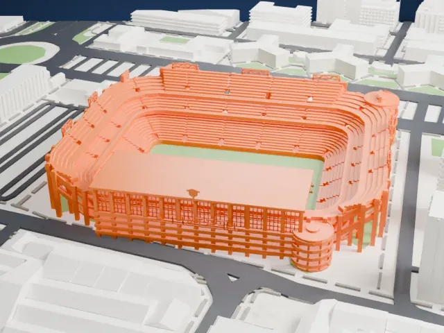 Mestalla Stadium model, West view