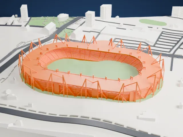 Metalist Sports Complex model, East view