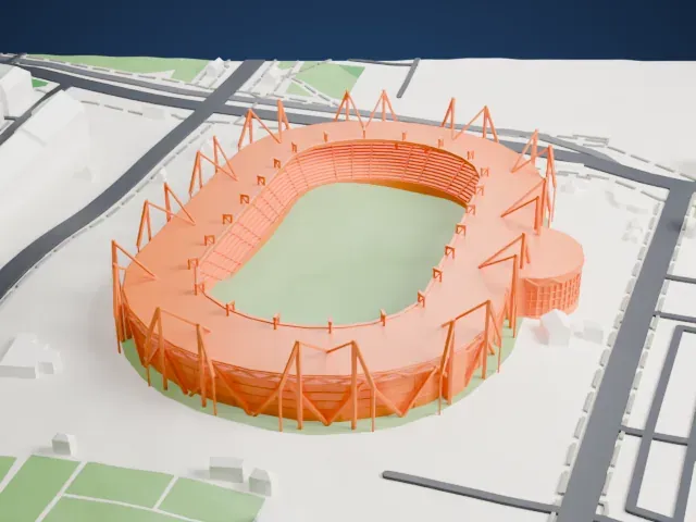 Metalist Sports Complex model, North view
