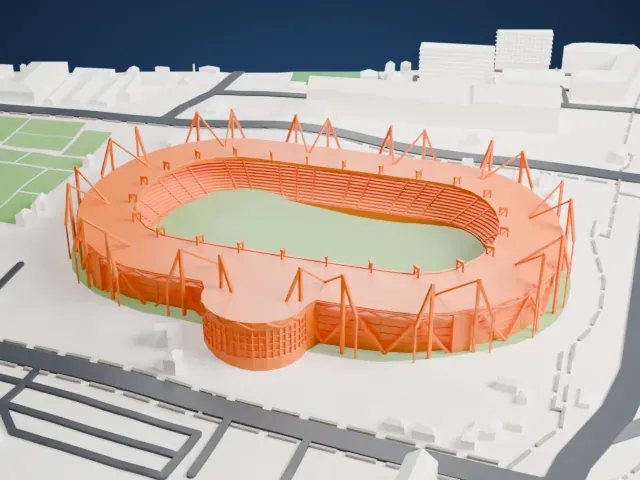 Metalist Sports Complex model, West view