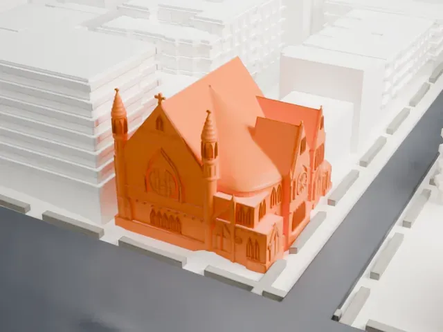 Metropolitan Baptist Church model, West view