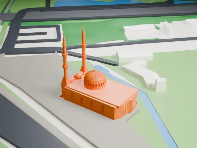 Mevlana Mosque, Rotterdam model, South view