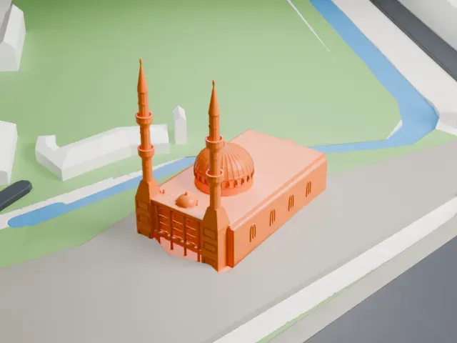 Mevlana Mosque, Rotterdam model, West view