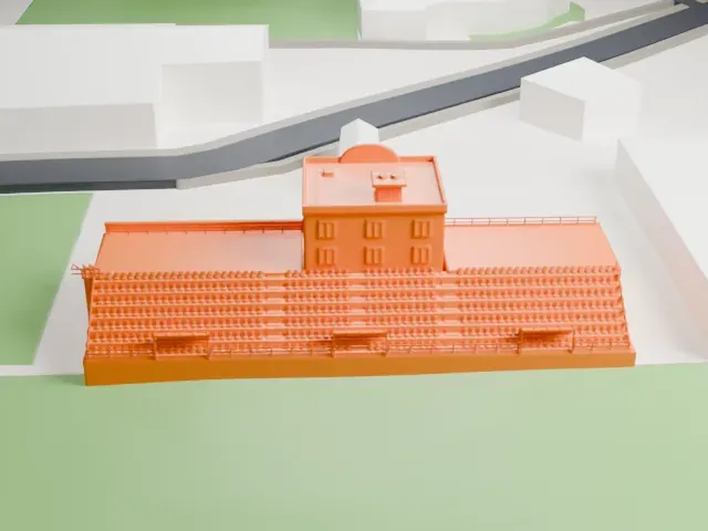MFF Football Centre model, East view