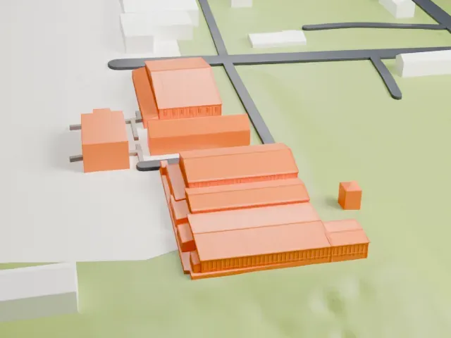 Mid-Atlantic Air Museum Hangars model, East view