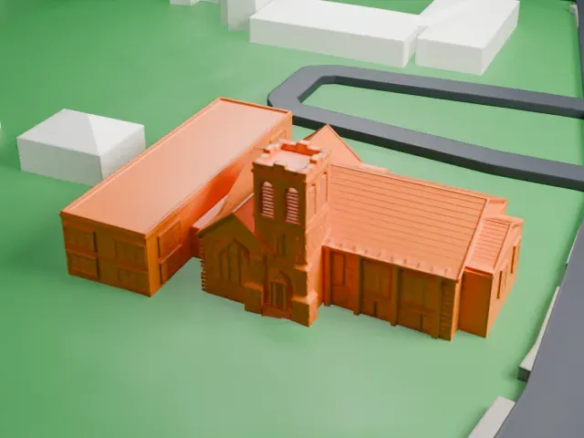 Middlebush Reformed Church model, East view