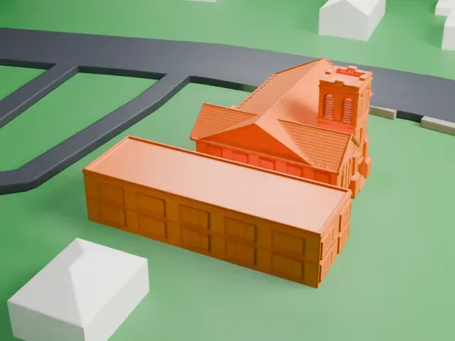 Middlebush Reformed Church model, South view