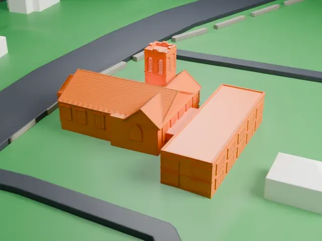 Middlebush Reformed Church model, West view