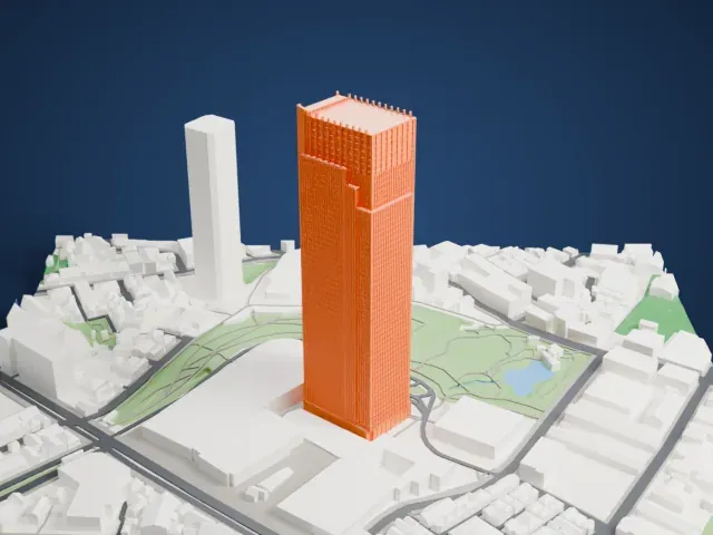 Midtown Tower model, South view