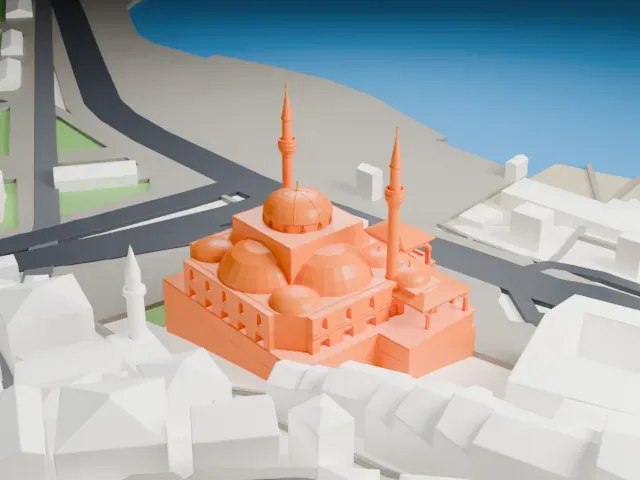 Mihrimah Sultan Mosque, Üsküdar model, East view