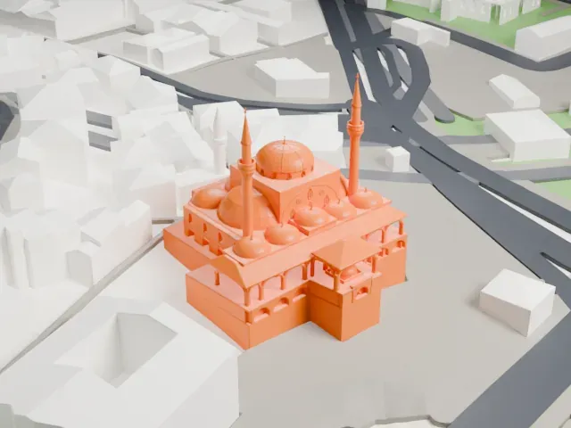 Mihrimah Sultan Mosque, Üsküdar model, North view