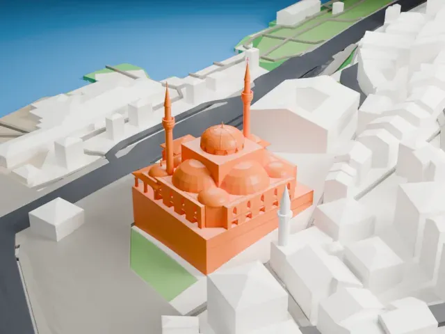Mihrimah Sultan Mosque, Üsküdar model, South view