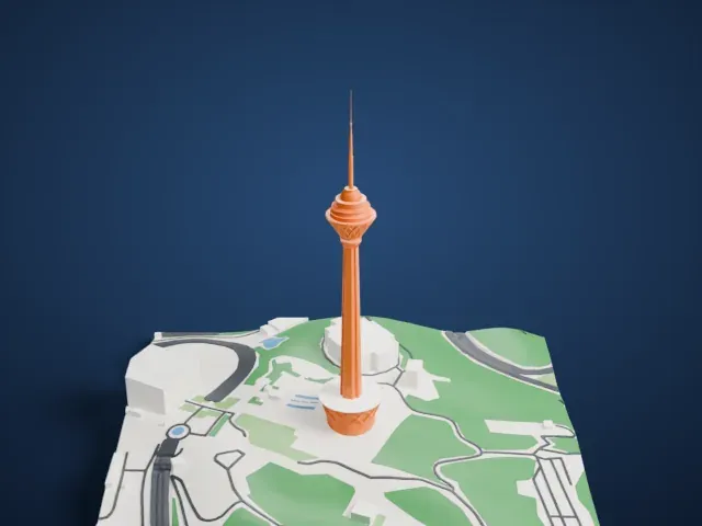 Milad Tower model, West view