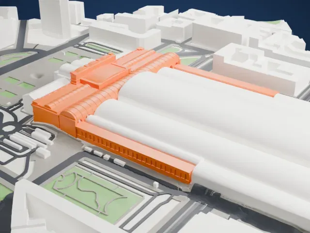 Milano Centrale railway station model, East view