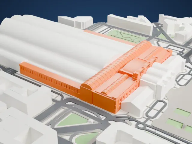 Milano Centrale railway station model, West view
